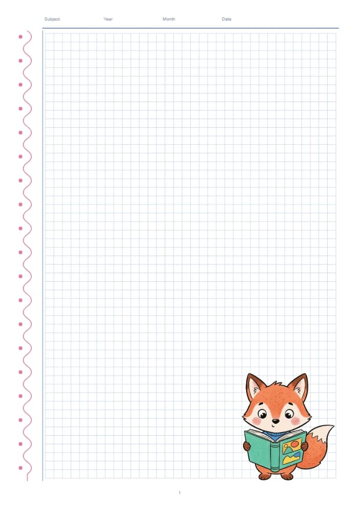 Maths squares, ruled to size