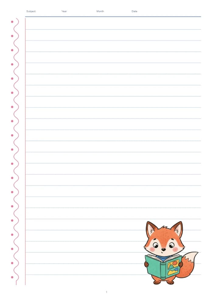A lined page with its own illustration